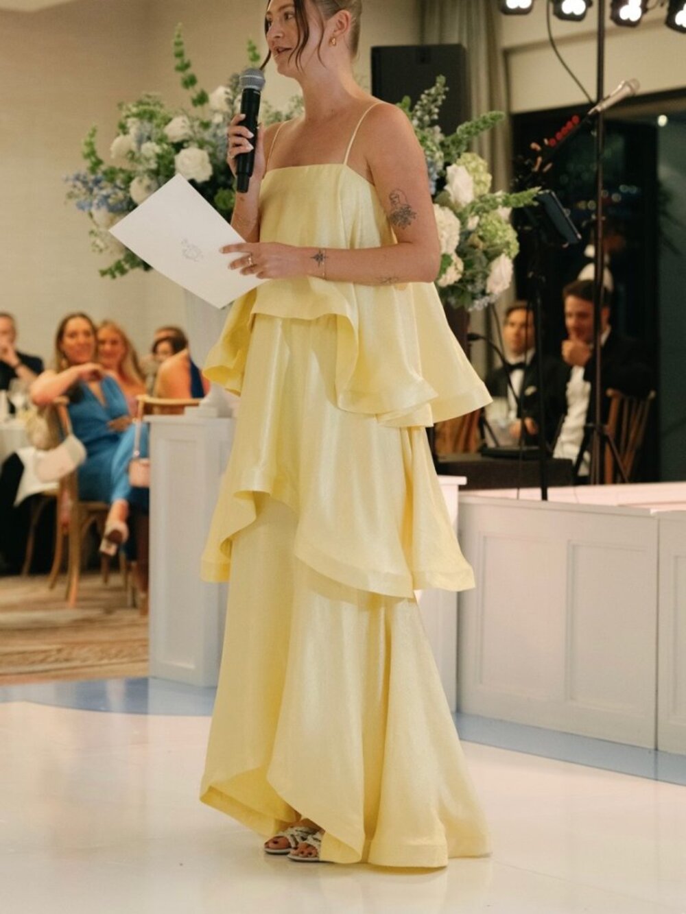 ELLIATT Tilly Tiered Maxi Dress in Butter Yellow - Size S
